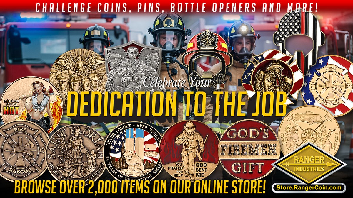 RangerCoin's tweet image. It's #FirefightersDay 🌡️ The Job is never too hot for #FireFighters - Get your #FireFighter #ChallengeCoins today 🧑‍🚒 Browse for yours here ▶️ store.rangercoin.com/product-tag/fi…