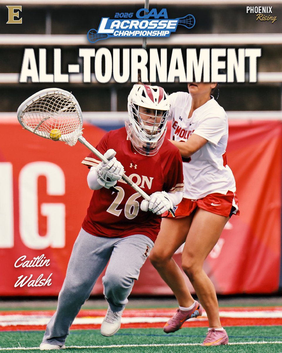 ElonWLAX's tweet image. Career highs and All-Tournament selections for Caitlin and MJ! 👏

Congrats to Caitlin (16 saves) and MJ (4 goals) for landing on the CAA All-Tournament Team! 🔥

#PhoenixRising | #EUWLAX
