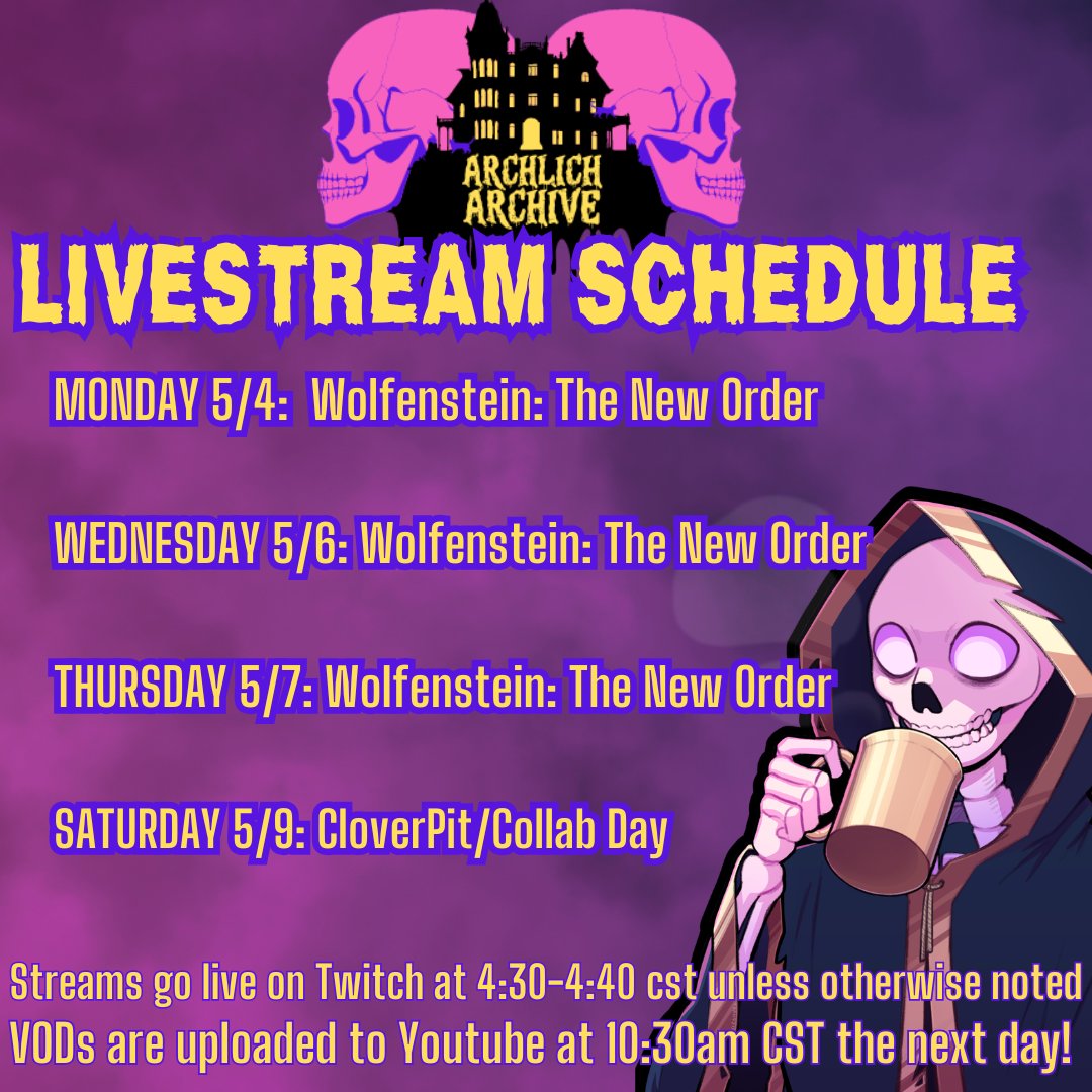 archlicharchive's tweet photo. Hey Skeleton Crew! We're start our playthrough of WOLFENSTEIN: THE NEW ORDER.  We might do some collabing with our friends on Saturday, but if that falls through we will be (irresponsibly) gambling with our lives in Cloverpit!

https://t.co/3CgCWCZway https://t.co/ooa8ZnWMPX