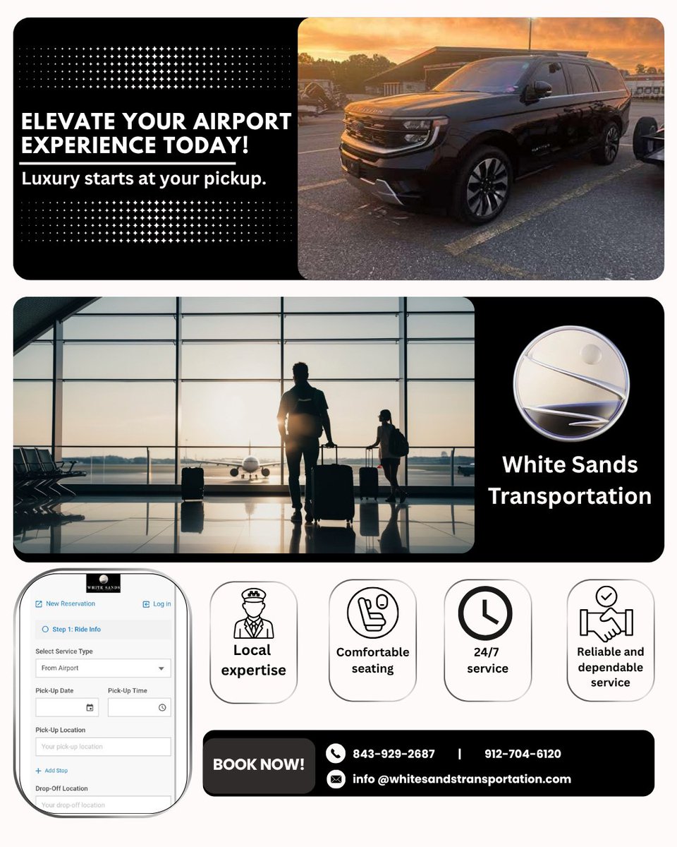 WhiteSandsTrspt's tweet image. ✨ Elevate your airport experience with White Sands Transportation ✨ Luxury black car airport transfers—comfortable, stylish &amp;amp; on time. Serving Savannah, Hilton Head, Bluffton &amp;amp; Beaufort. 📞 843-929-2687 | 912-704-6120 #LuxuryTravel #AirportTransfer