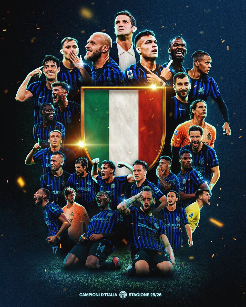 henifatee's tweet photo. INTER MILAN ARE CHAMPIONS AGAIN! 🇮🇹🏆

The 2025-26 Serie A title officially belongs to the Nerazzurri. A season to remember for every Inter fan! 🖤💙

Read the full story here: https://t.co/dxvPRSev7l

#InterMilan #ForzaInter #SerieA #CampioniDItalia #Scudetto https://t.co/A9kXKcnsa4