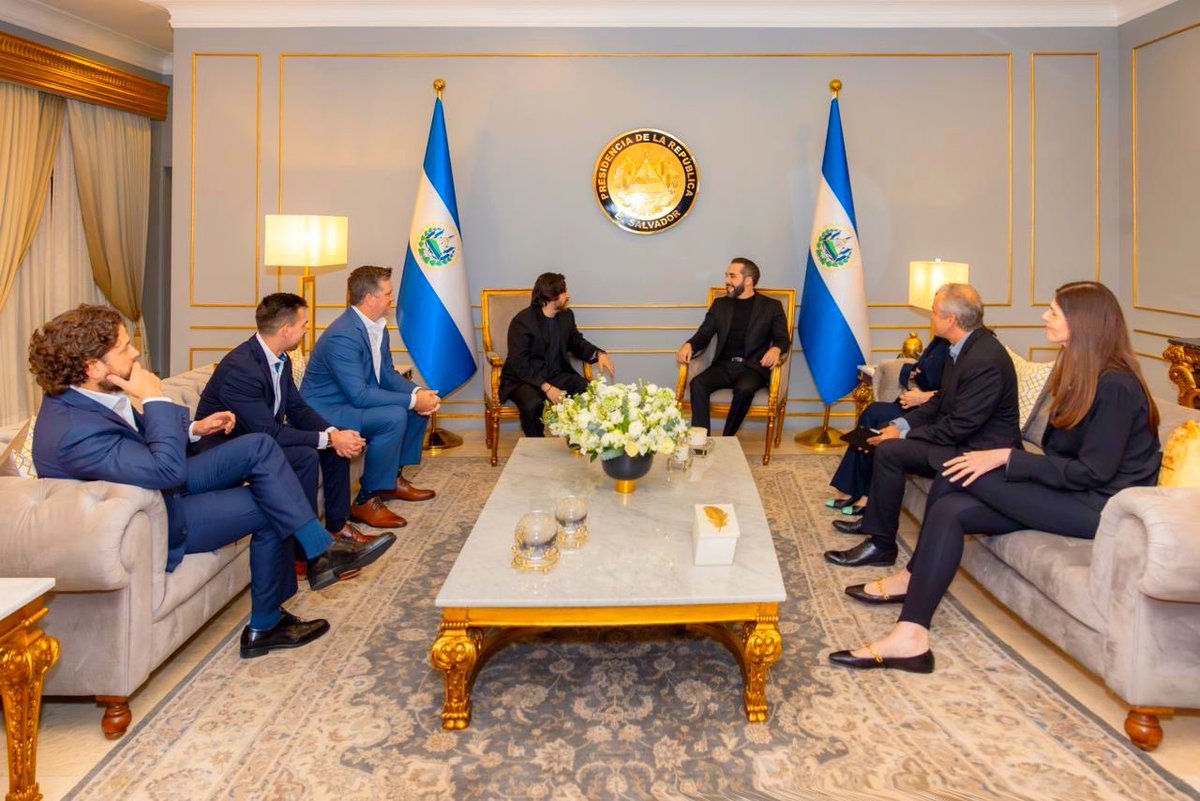 BenLamm's tweet photo. Great honor to meet with @nayibbukele and see firsthand all the incredible progress in El Salvador. We are delighted with his leadership and the country’s openness to new technologies. https://t.co/wUd7Bd7P4J