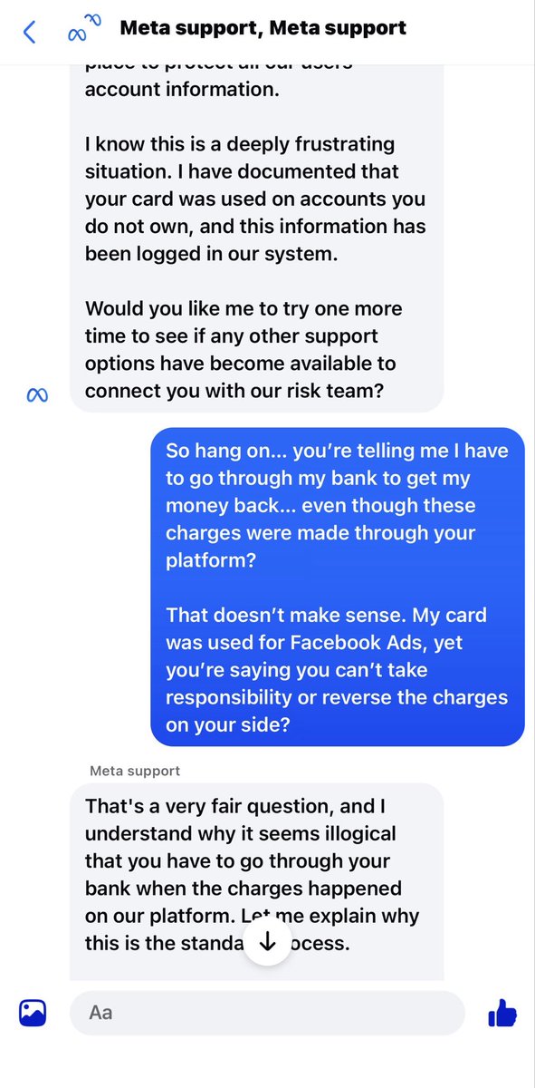 bahraini_beauty's tweet image. @Meta @facebook @MetaNewsroom
My card gets used for fraudulent ads on your platform… you confirm it’s not my account… and your response “not our problem”?
You’re happy to take the money, but nowhere to be found when it’s fraud.
EMBARRASSING.
#Meta #Facebook #Fraud #Scam