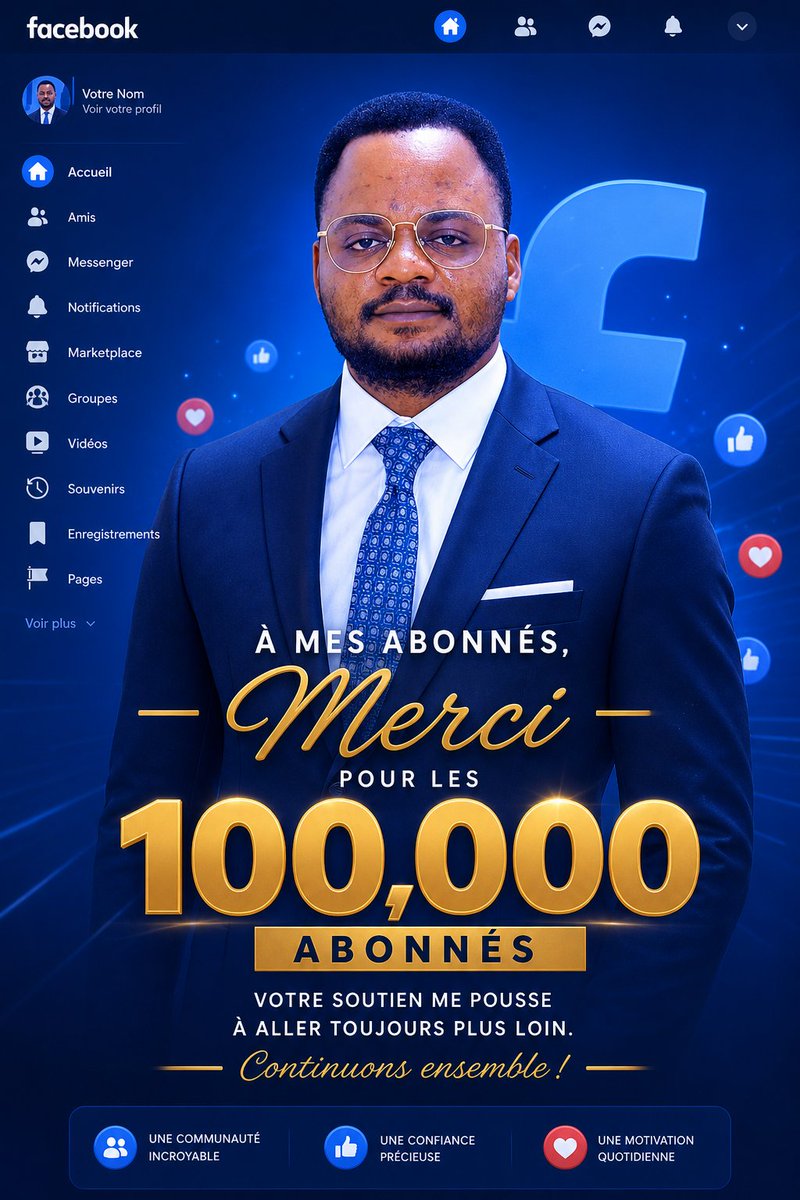 MERCI🇨🇩🇨🇩 POUR LE 100K D'ABONNÉS SUR FACEBOOK. ON COMPTE FAIRE LA MÊME CHOSE SUR X. MERCI. LA FAMILLE CONTINUE DE S'AGRANDIR.

<a href="/amluzayamo/">Anaelmarlon Luz - Général 4 ⭐</a> #Folllow #kinshasa  #Drc #viralvídeo