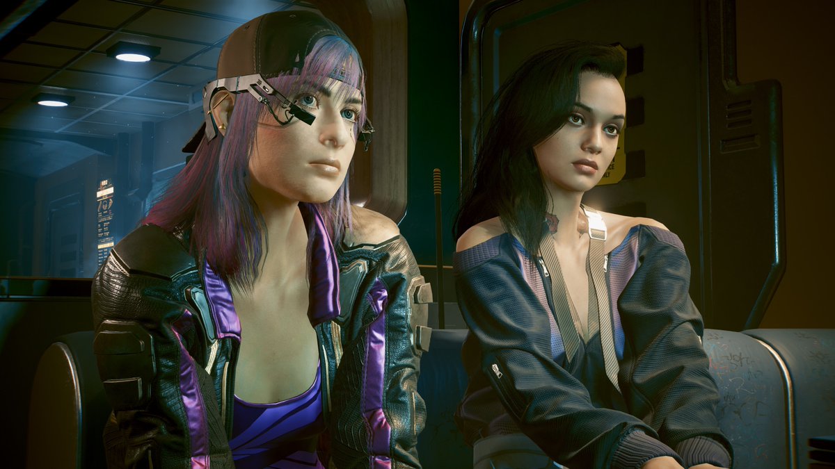 FourGu75a's tweet image. #Cyberpunk2077   
神妙に話を聞いてるジュディとV