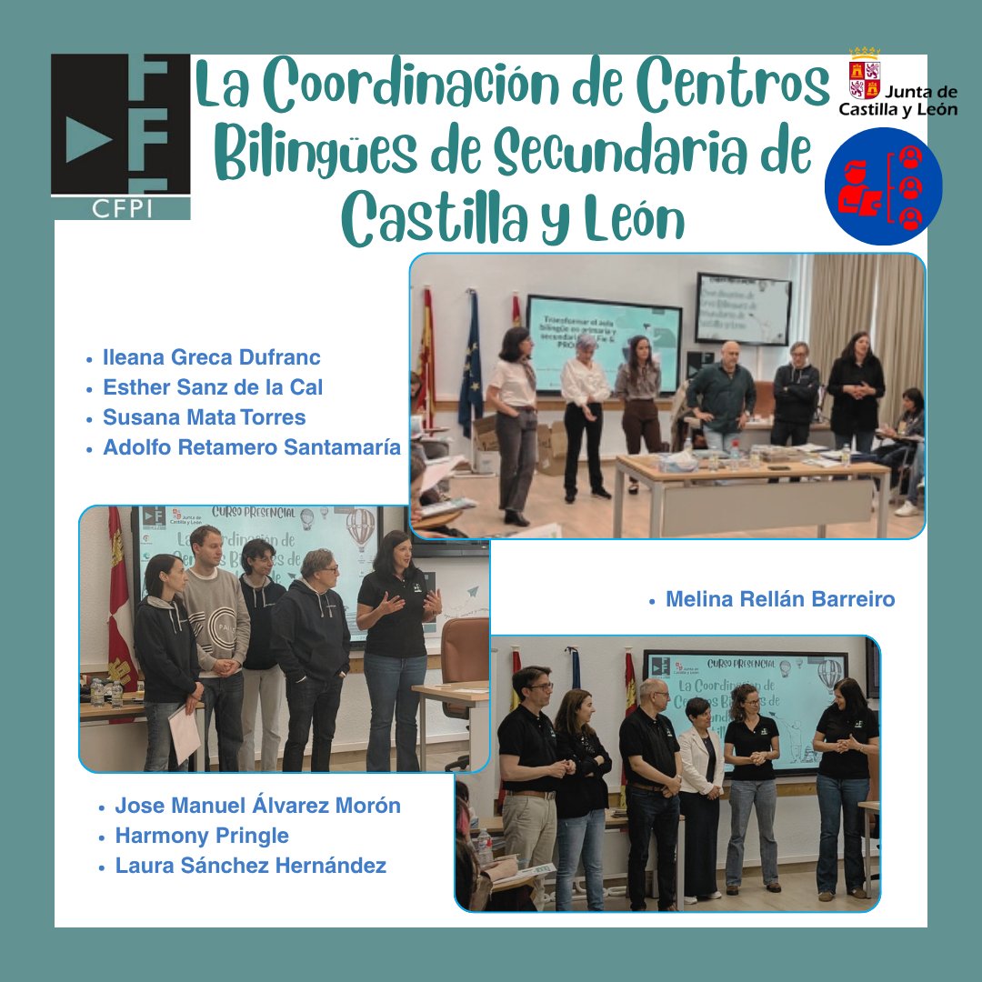 CFPIdiomas's tweet photo. En el curso La Coordinación de Centros Bilingües de Secundaria de CyL contamos con el equipo de bilingüísmo del @IES_Delicias , del equipo @PromisedPro de la @UnivBurgos y con el @cfieburgos 
  
#bilinguismo #formacióncyl #innovacyl #internacionalizacyl #aprendeinnovaycomparte https://t.co/DP5xahoYZd
