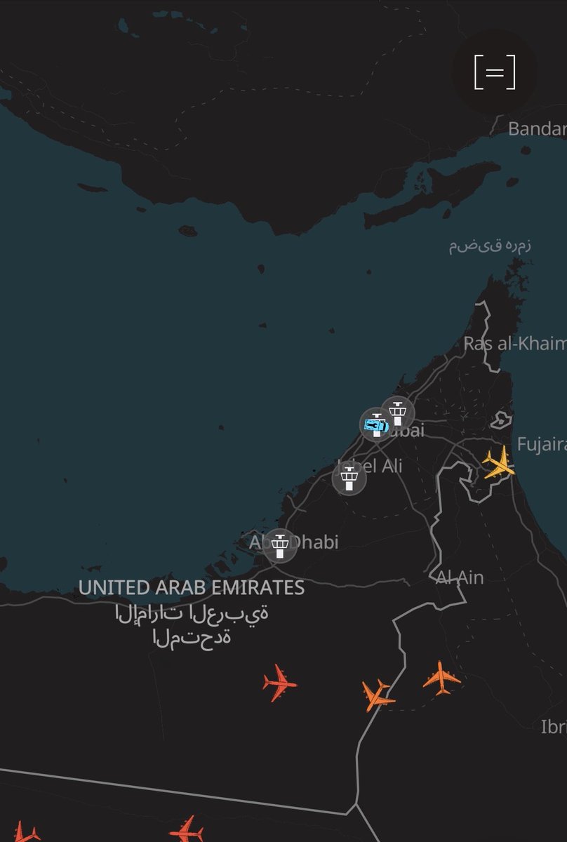 yenalmh's tweet photo. Flights to Dubai Airport are on hold after reports of loud explosions, as UAE air defenses engage incoming Iranian missiles.

Map: @wingbits 🗺️ https://t.co/MV28wxYqPG