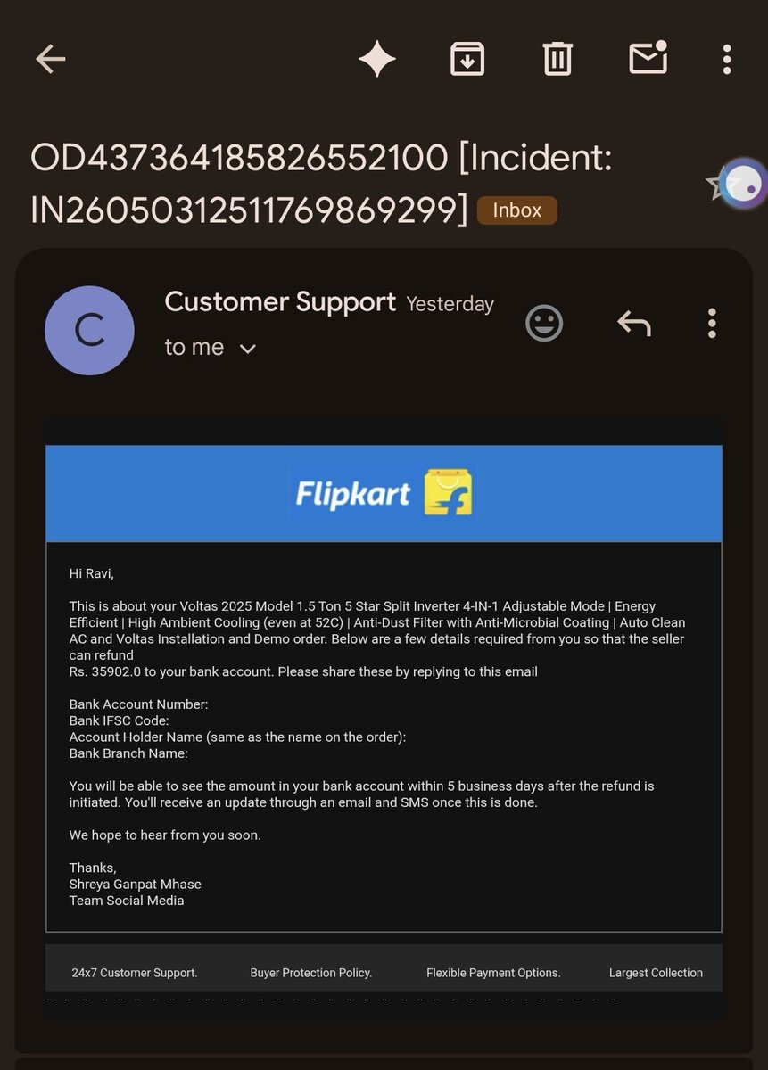 RAVI2382000's tweet image. @Flipkart @flipkartsupport This is now unacceptable. Order is undelivered for 5+ days, can't cancel, and your email support is broken (bounced replies). 
Cancel immediately &amp;amp; refund to original pymt method or I will escalate to consumer forum.
#CustomerExperience
 @ConsumerHelp_
