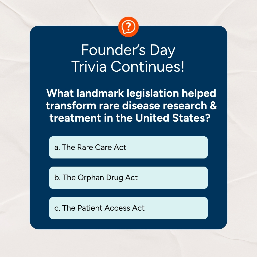 RareDiseases's tweet image. NORD's #FoundersDay Trivia continues! 🎉

Question 2: What landmark #legislation helped transform #RareDisease research and treatment in the United States?

Drop your answer below 👇

Help us unlock our $20,000 matching gift challenge:
bit.ly/4urEQfS

#MayTheFourthBeRare