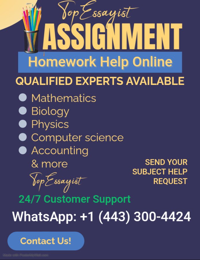 theTopEssayists's tweet image. Hey
Struggling to balance school, work &amp;amp; life?
Let us help with your assignments and classes

Online class
Labs
Thesis
Math
Essays
Geography
Biology
Literature
Homework
Accounting
Psychology
Physics
PowerPoint
History
#Homeworkhelp
#Assignmenthelp

WhatsApp: +1 (443) 300-4424