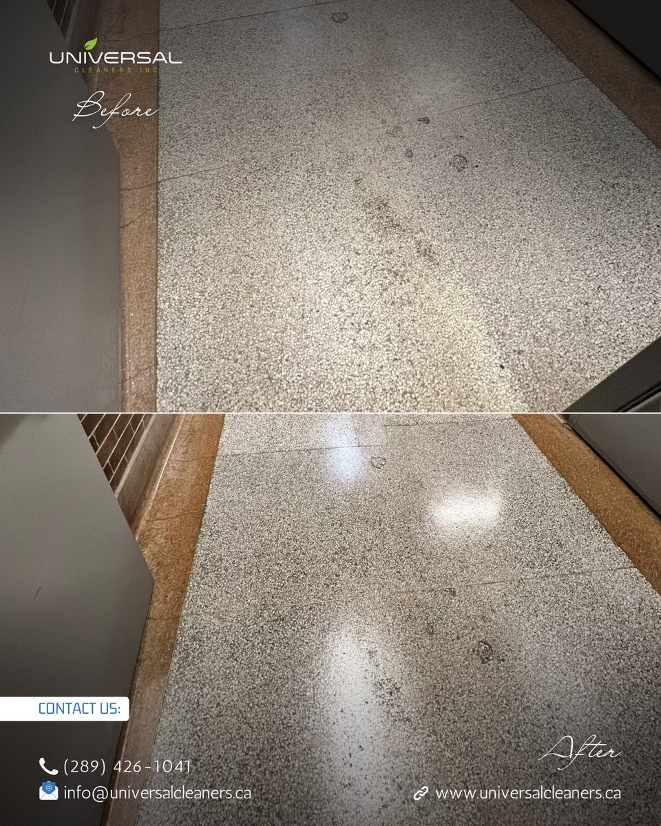 Unvrsl_Cleaners's tweet image. BEFORE ➞ AFTER |  Floor Scrub &amp;amp; Wax ✨ 

This service removes built-up dirt, residue, and restores the original look.

Contact us at 
📞 289-426-1041
📧 info@universalcleaners.ca
🔗 universalcleaners.ca/floor-strip-po…
•
•
•
#UniversalCleanersInc #BeforeAndAfter #ProfessionalCleaning