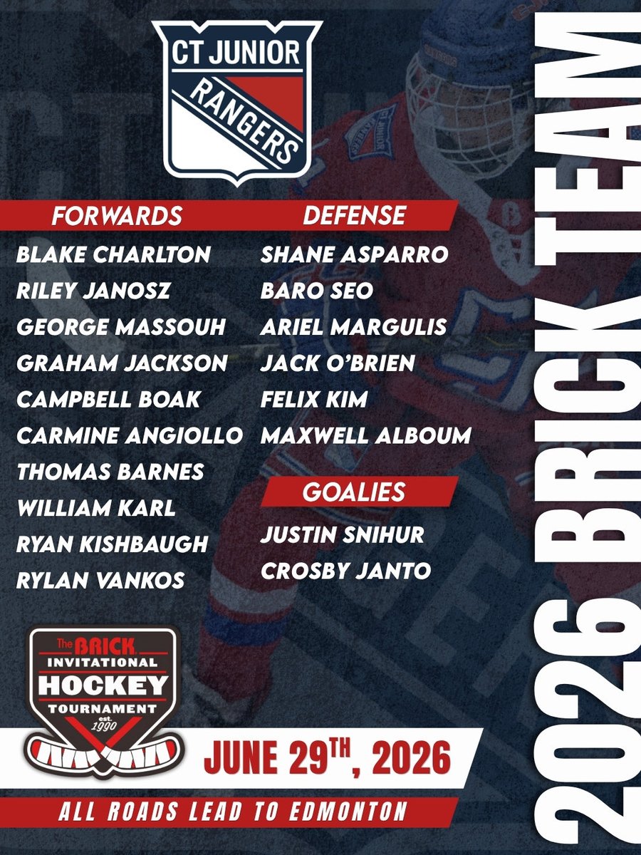 CJRHockey's tweet image. 2026 CJR
Brick Team - All Roads Lead To
Edmonton 🛣️🇨🇦 #thebrick
#bestofthebest