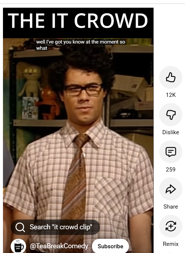 keekster3333's tweet image. IT CROWD REBOOT NOW!!!!!! 
Jen's fallen to the communists | The IT Crowd #shorts #comedy  #theitcro... youtube.com/shorts/Lf360dt… via @YouTube