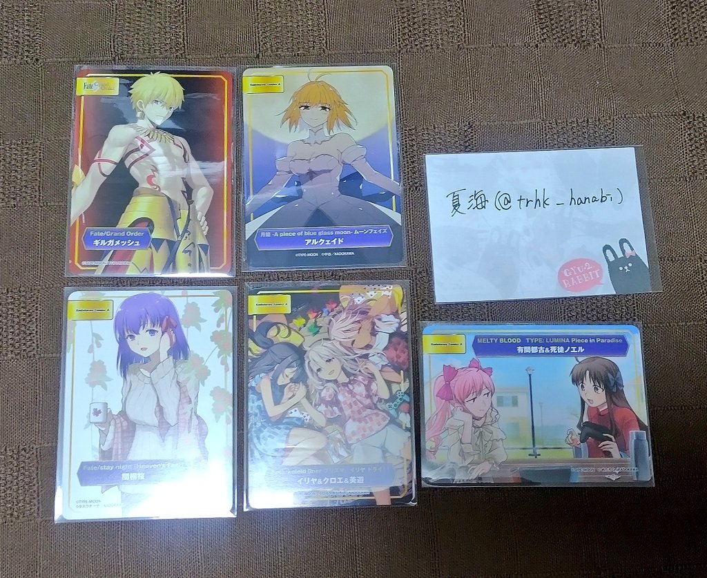 trhk_hanabi's tweet photo. 【交換】
TYPE MOON フェア2026

譲→画像1

求→画像2🔶 各1

まとめて優先
ギルガメッシュはマシュとの交換のみ https://t.co/1RnoOaw64z