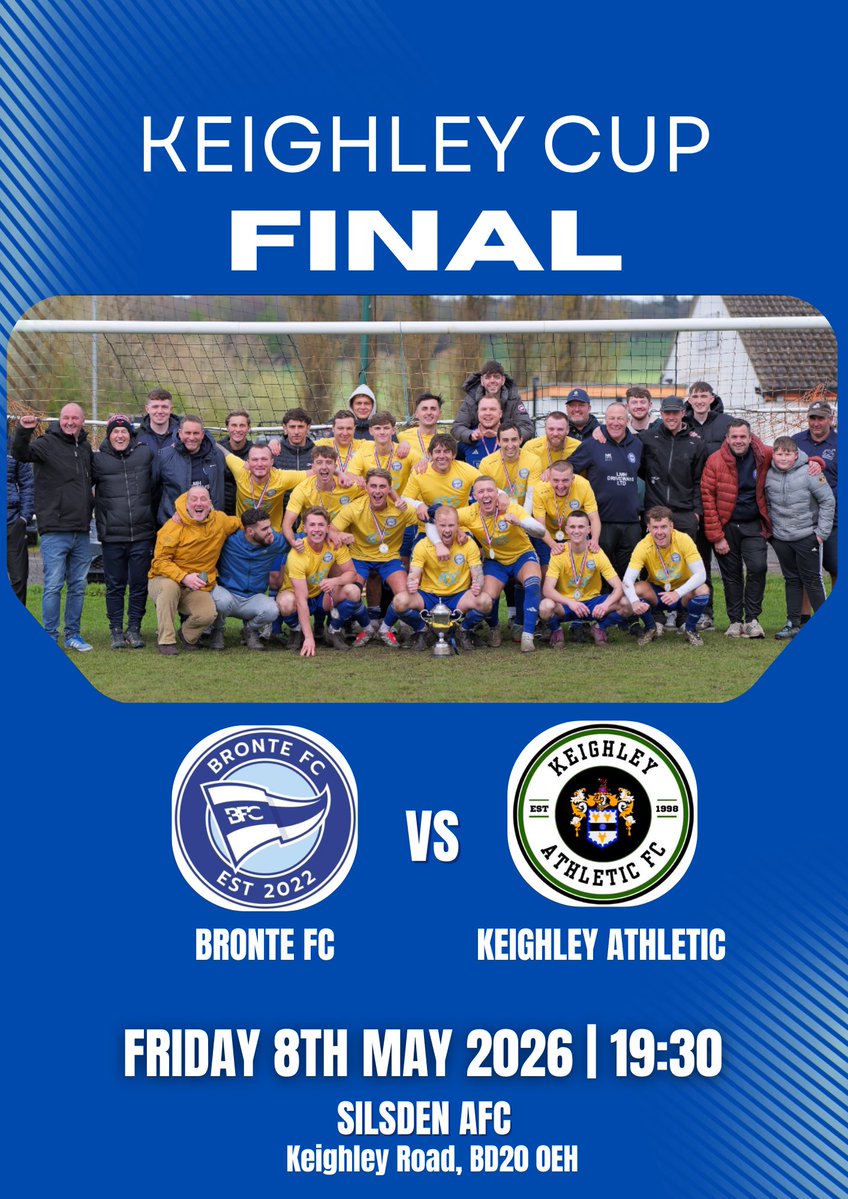 CUP FIXTURE

📆Friday 8th May
🏆Keighley Cup
🆚Keighley Athletic
⏰19:30PM
📍Silsden AFC 

Get down and support!💙