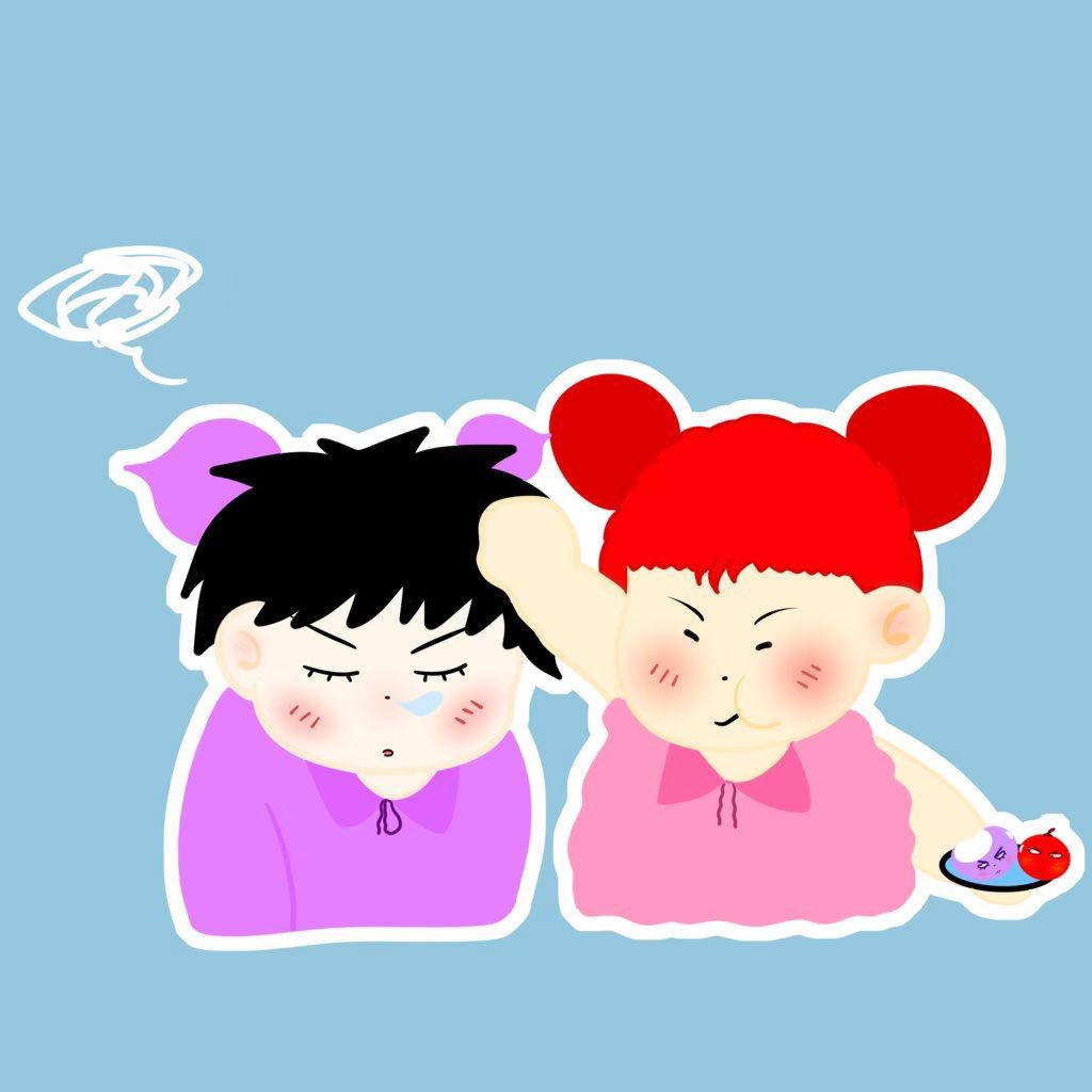 🦊负责睡，

🌸负责吃。