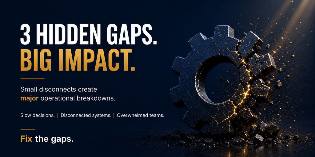 RoselbaMejias's tweet image. 3 hidden gaps. Big impact.

Slow decisions.
Disconnected systems.
Overwhelmed teams.

Small disconnects become major breakdowns.

Fix the gaps.

3 brechas ocultas. Gran impacto.

Decisiones lentas.
Sistemas desconectados.
Equipos sobrecargados.

#Operations #Strategy