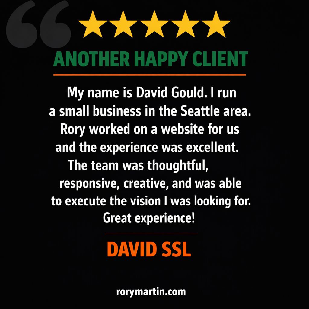 rorymartin's tweet image. Nothing makes us prouder than helping Seattle small businesses shine! David’s feedback means the world: “Thoughtful, creative, and responsive.” Thank you for trusting us, David! #WebDesign #SeattleBusiness #ClientSuccess