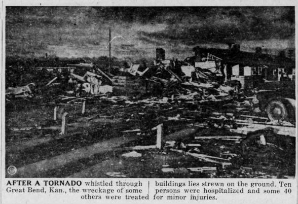 tornado_talk's tweet image. Zook–Great Bend, KS F4 #Tornado – May 4, 1950!

An F4 tornado tracked 30+ miles through Pawnee and Barton Counties, KS on May 4, 1950.

30 injured. Major damage near Ray and at Barton Courts west of Great Bend. In Zook, 11 homes destroyed, with some near-F5 damage noted. 

More: