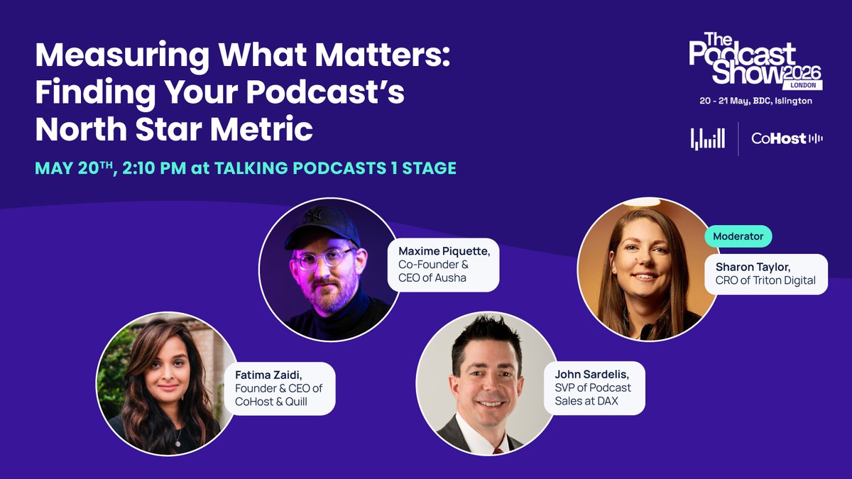 inc_quill's tweet photo. If your podcast measurement strategy begins and ends with downloads, this one's for you.

We're on stage at @PodcastShowLDN with leaders across ad sales, hosting &amp; media buying to talk about what success looks like in 2026.

🗓️ May 20th @ 2:10 PM

#thepodcastshow #podcastmetrics https://t.co/oxiKufi9Ja