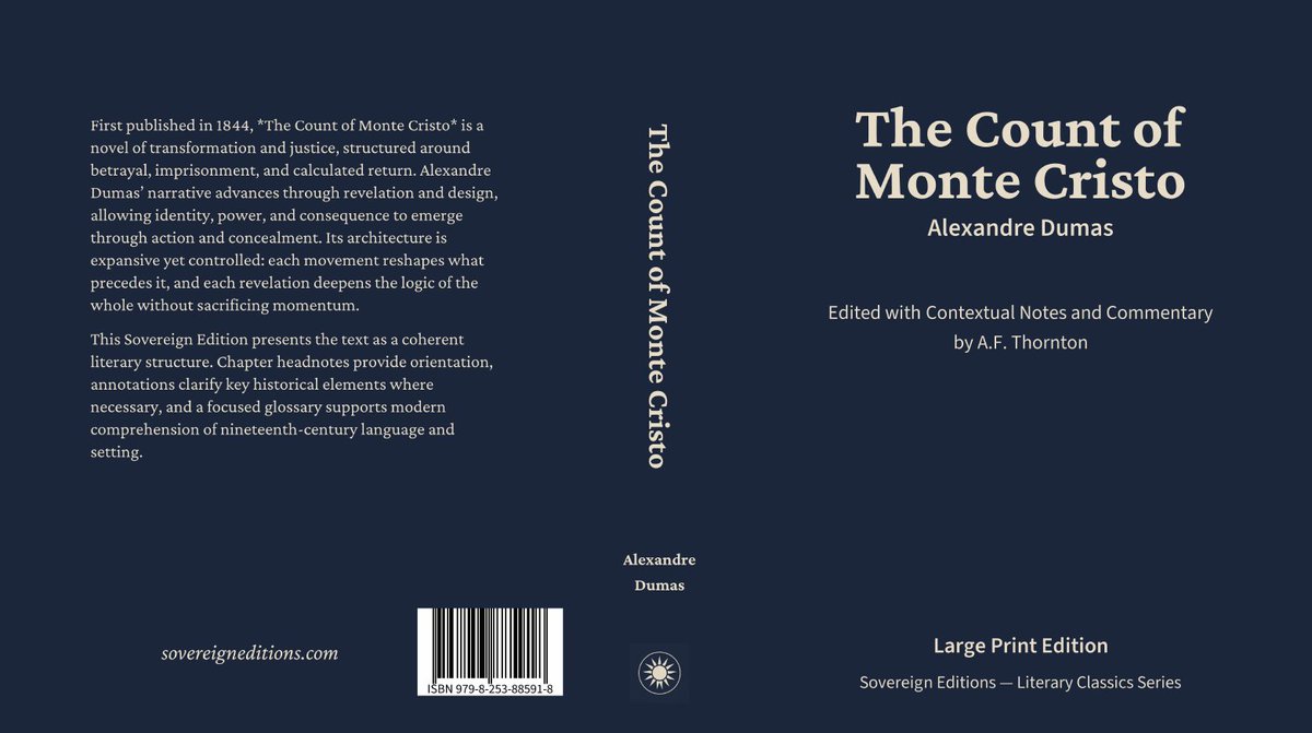 SovereignEdit's tweet photo. The Count of Monte Cristo

Literary Classics Series — Sovereign Edition
We do not modernize the classics.
We clarify them. Large Print, Kindle, Paperback &amp; Hardcover

https://t.co/fx1GdLoIuV

#classic #montecristo #treasure #revenge https://t.co/xN4vljyGCQ