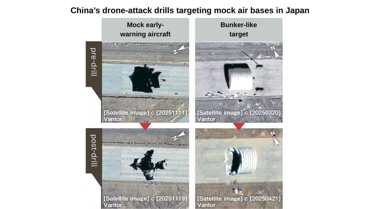 🇨🇳🇺🇸 | China se prepara para atacar las bases aéreas de EE.UU. en Japón.

Los analistas japoneses, tras examinar imágenes satelitales, han concluido que China está preparándose sistemáticamente para utilizar drones de ataque contra las bases aéreas de EE.UU. en Japón.