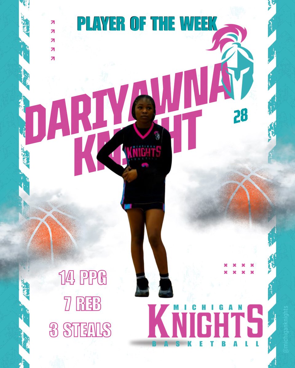 MichiganKnights's tweet photo. Phenomenal play by Dari Knight leading her team to win 6 out of the last 7 games. One of the best defenders in the state with an extremely high motor. The sky is the limit for this one! 🩷🩵 #KnightFamily #scholarships #GBED https://t.co/5HmeX12iLw