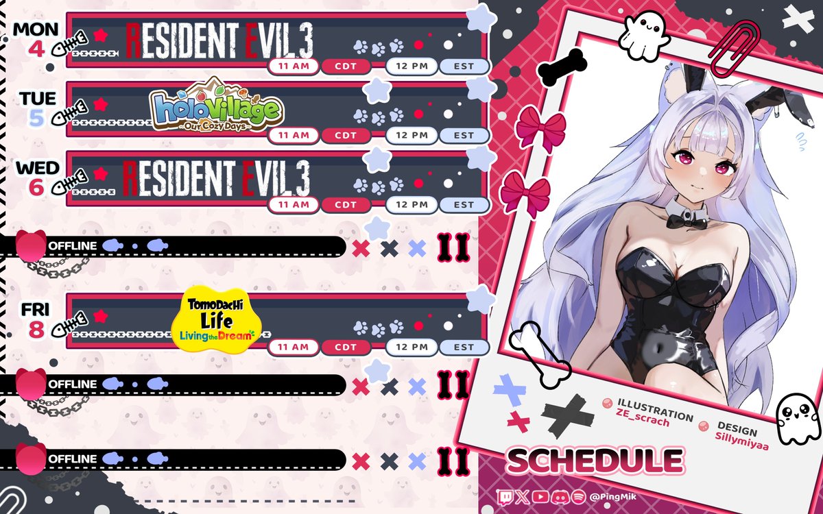 PingMik_'s tweet photo. This weeks schedule!! We have ALOT of new games coming up so we need to beat RE3!!! https://t.co/JWLZtBCv7m