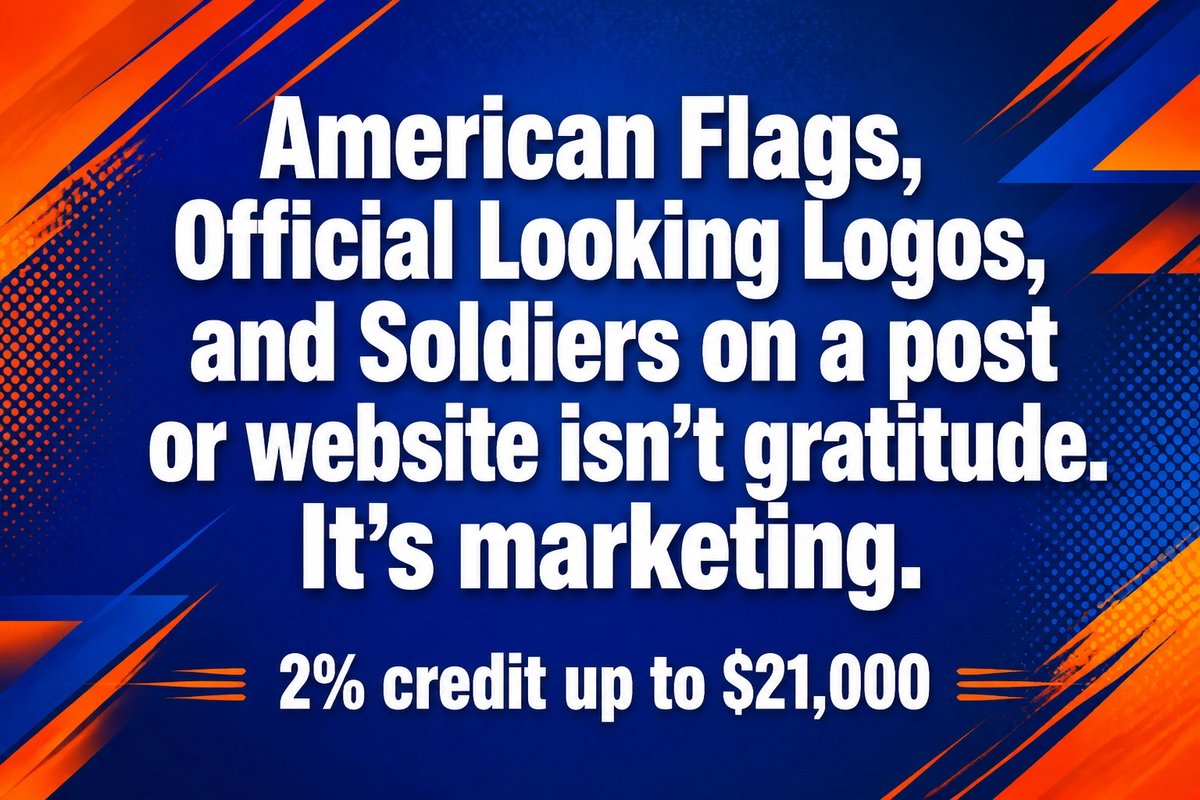 Padre98251525's tweet image. American Flags, Official Looking Logos, and Soldiers on a post or website isn’t gratitude. It’s marketing. Operation T.A.G. (Nonprofit) 760-456-8748 OperationTAG.org HometownHeroCredit.blog #MilitaryFamilies #VeteranSupport #HonoringService #BeyondThankYou
