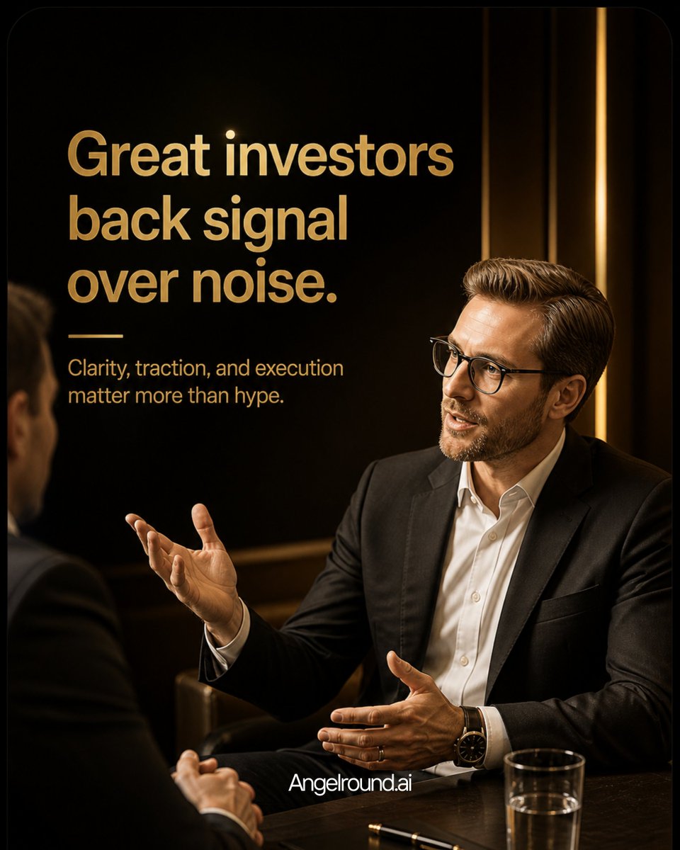 AngelRoundHQ's tweet photo. Great investors do not chase noise.

They look for clarity, traction, execution, and founders building with discipline.

The best opportunities are not always the loudest. They are the ones with a real signal.

Back signal. Ignore hype.

#Angelround #StartupInvesting https://t.co/tEYUJ68SjU