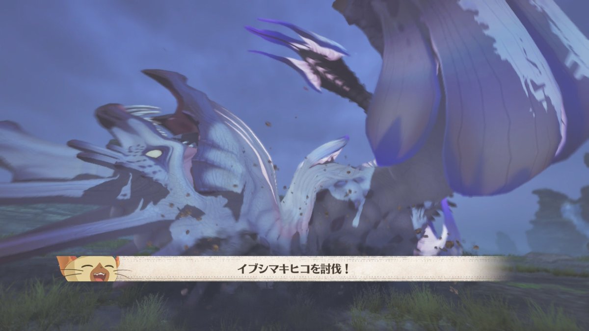 Zoomin727's tweet photo. モンスターハンターストーリーズ3ちまちまやってたけど、やっとイブシマキヒコとナルハタタヒメ倒せた！
まだストーリークリアしてないから、とりあえずストーリークリアしないとな。
クリア目前なのに武器、狩猟笛しか使ってないんだがまあなんとかなるか。 https://t.co/nPqJLIaxaX