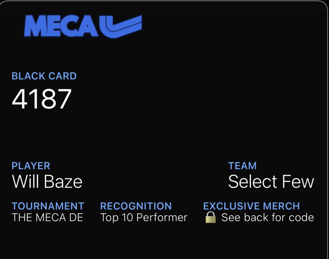 newerabaze's tweet photo. Blessed to receive my third MECA black card in a row. Top 10 at all 3 tournaments. 28 TOUCHDOWNS IN 3 TOURNAMENTS. https://t.co/Lqv5pRGYP7