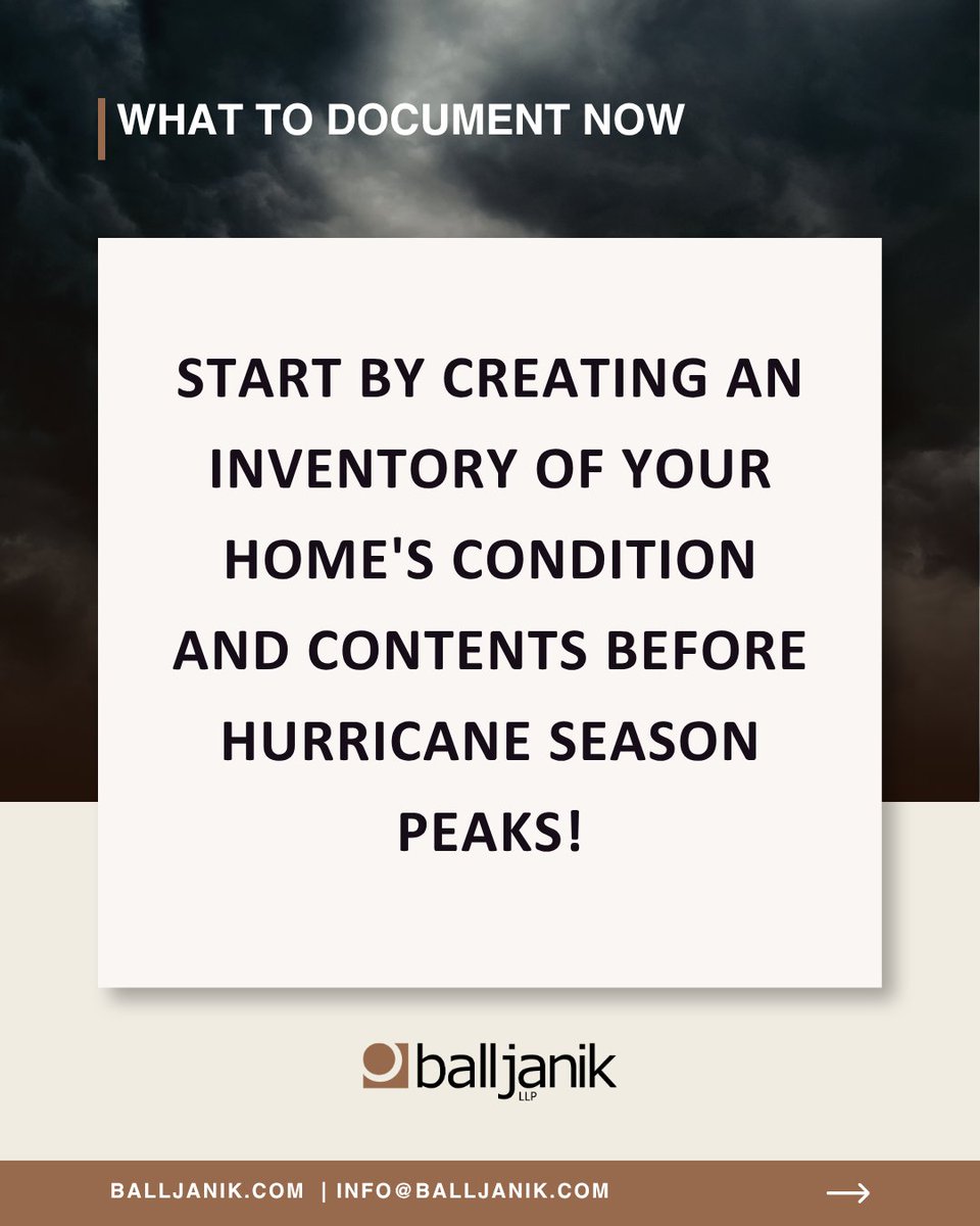 balljanik's tweet image. Documentation gaps can derail claims and recovery. Kailey Evans shares what FL owners/associations should document now + how to back up records before/after a storm: balljanik.com/national-hurri…

#ConstructionDefectLaw #HurricanePreparedness #InsuranceClaims #BallJanik