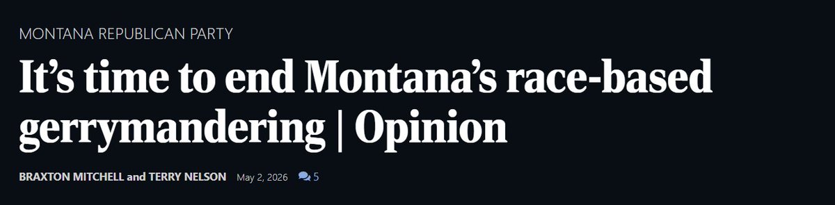 MTHouseGOP's tweet photo. A major Supreme Court ruling just changed the conversation on redistricting nationwide. 

In a new Op-Ed, @RepMitchellMT and Rep. Terry Nelson lay out what it means and why it matters for Montana. 

Link and full article in comments. https://t.co/jdjg2u7tq7