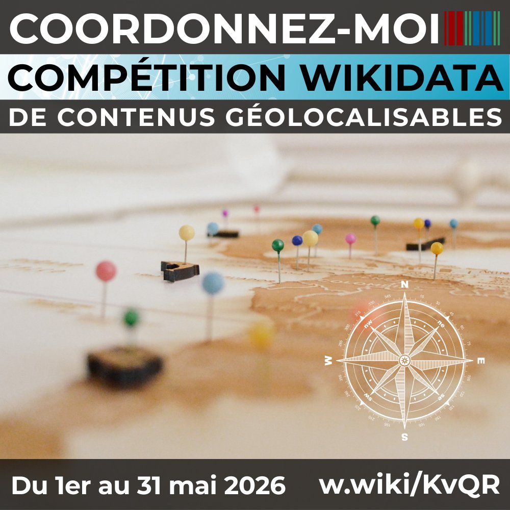 WikimediaTchad's tweet photo. Chers wikipédiens… et les autres aussi 😉
Envie d’aller plus loin et de découvrir Wikidata ? Une formation en ligne est prévue demain après-midi dans le cadre de la campagne « COORDINATE ME 2026 ».
Inscrivez-vous dès maintenant et rejoignez la session 👉https://t.co/FFTrsTfAHW https://t.co/eNPhm21ZaG