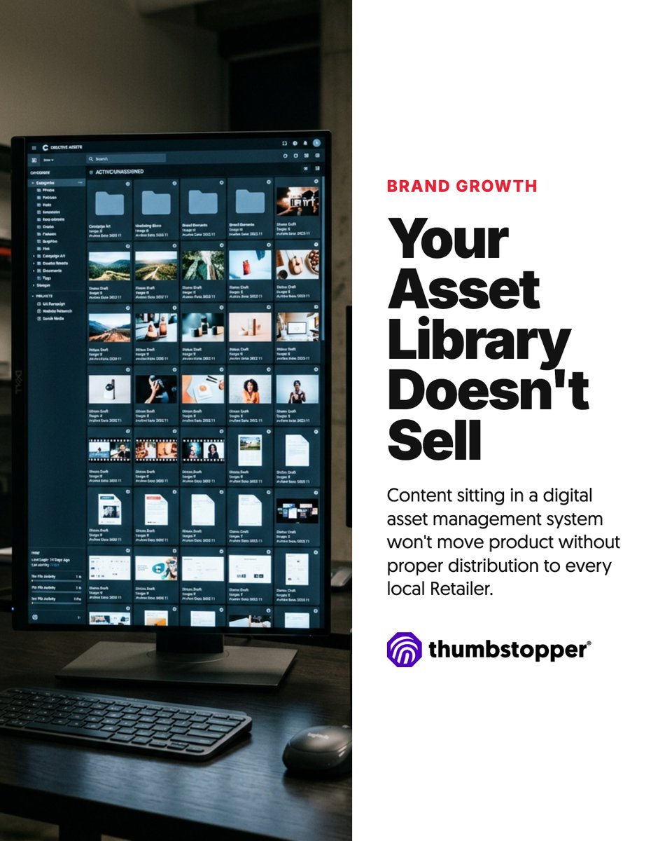 THMBSTPPR's tweet photo. An asset library alone doesn't sell. Content needs true local distribution to every Retailer page to move product. We get it there. https://t.co/vZeSznODxL