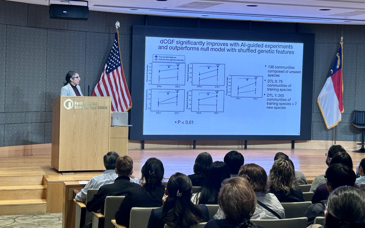DukeMicrobiome's tweet photo. Microbial communities play a crucial role in shaping environments, but how can we predict their behavior? Dr. Ophelia Venturelli in @DukeUBME is investigating the potential of machine learning in this context https://t.co/RXXuUxe8uJ #NCMicrobiomeSymposium https://t.co/XSkrzY2EpF