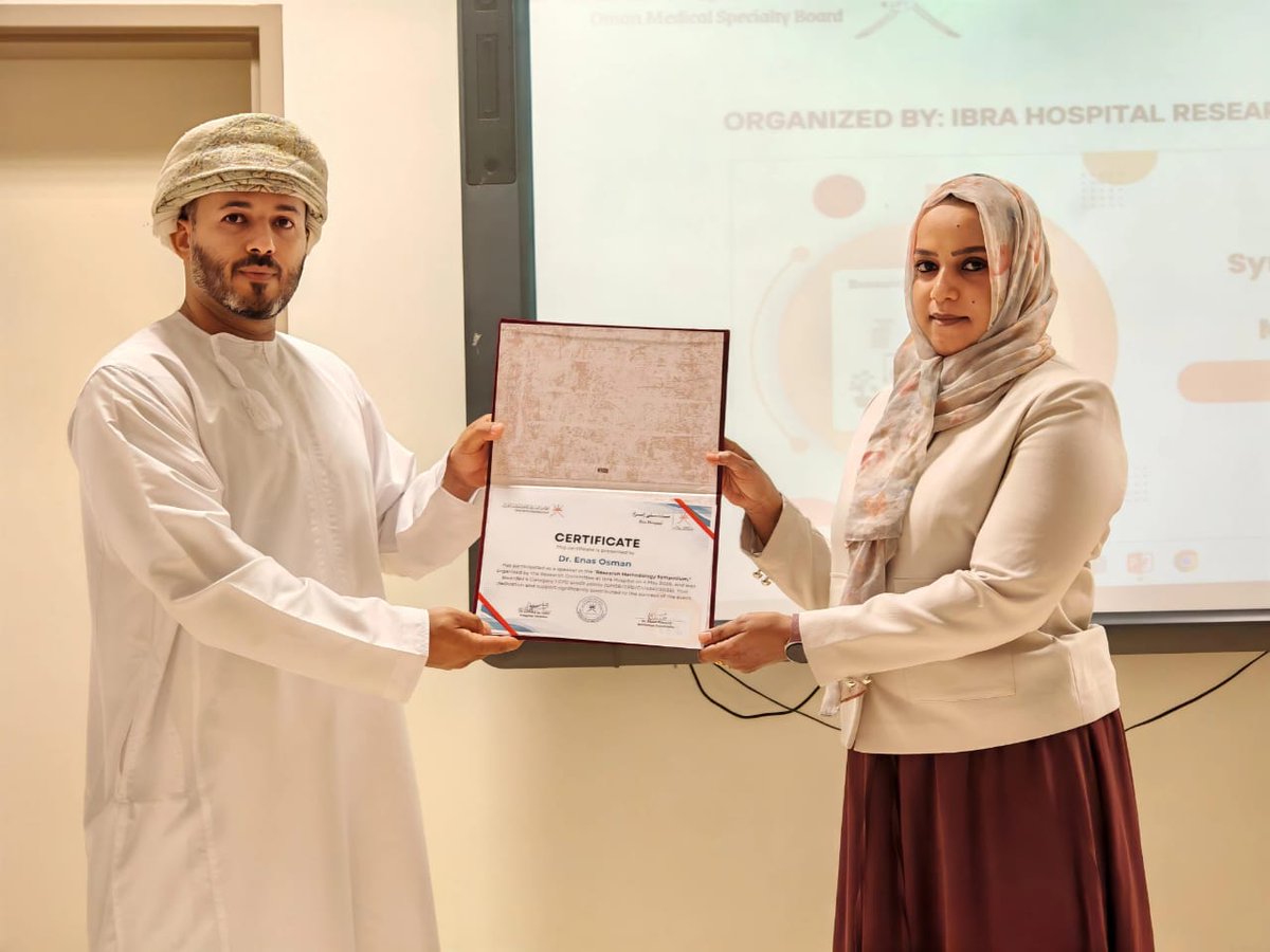 CAHS_ASU_OM's tweet photo. شاركت الدكتورة ايناس عثمان في ورشة عمل التميز البحثي التي أُقيمت في مستشفى إبراء، حيث قدّمت محاضرة بعنوان "نشر البحوث الطبية: إستراتيجيات اختيار المجلة، إعداد المخطوطة وتقديمها"
@AsharqiyahUni @RITTC_ASU https://t.co/kYd1FB1JjO