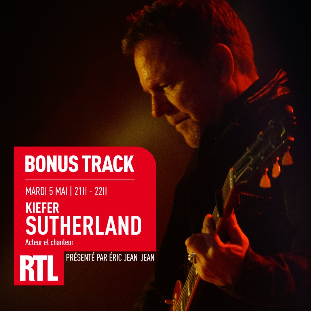 RTLFrance's tweet photo. 💿 Ce mardi 5 mai, de 21H à 22H, @RealKiefer sera l’invité de @eric_jeanjean dans #BonusTrack sur #RTL 📻 https://t.co/AYtf3uSbxc