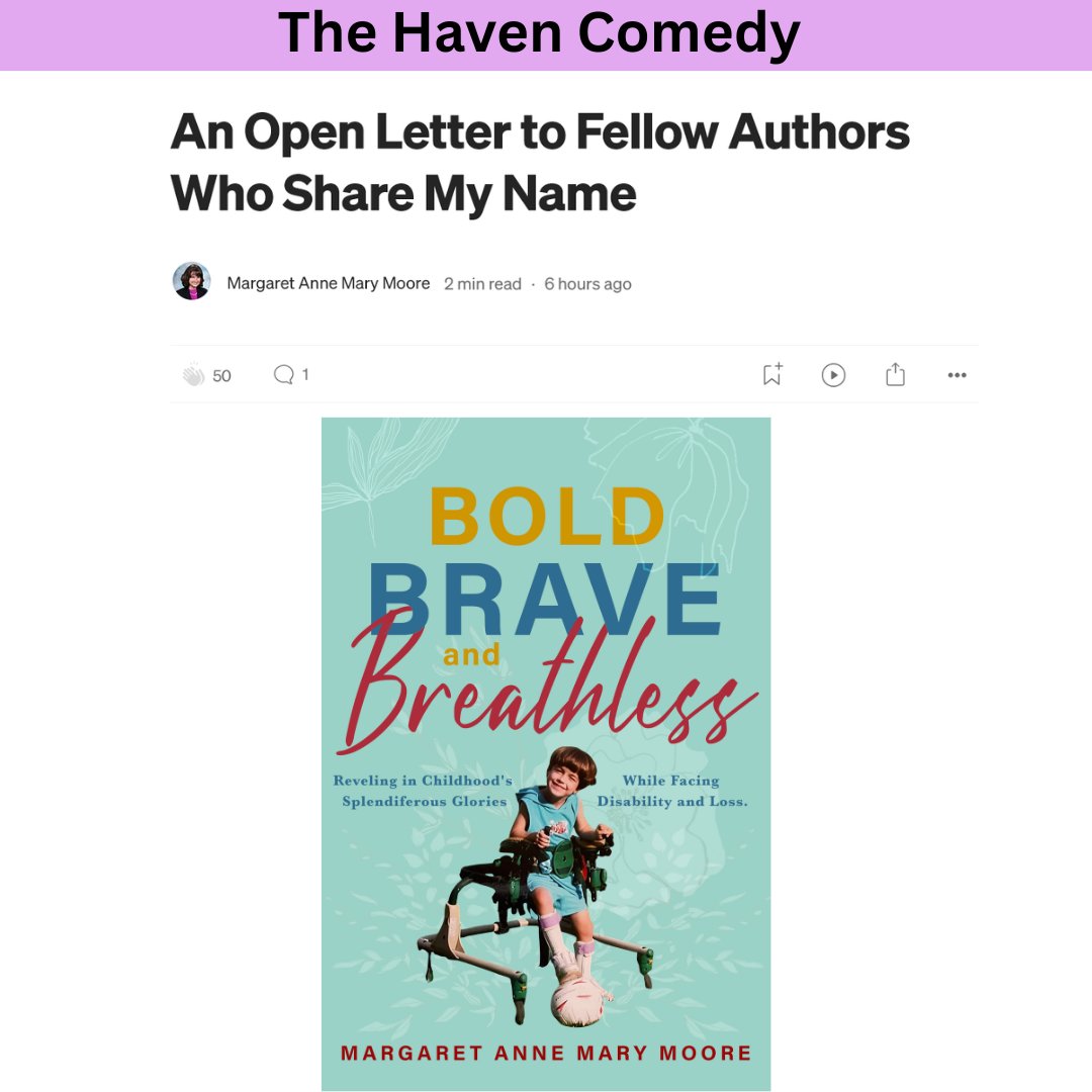 WoodhallPress's tweet photo. We don't know every #author named #MargaretMoore but are quite fond of #WoodhallPress author @mooreofawriter and her #humorwriting #openletter. 😂
https://t.co/U8ldSuv9YI

Margaret's #bestselling #memoir BOLD, BRAVE, AND BREATHLESS: https://t.co/xDd4MVYkek

#samename #authorprobs https://t.co/VFZU4Tf3Ef