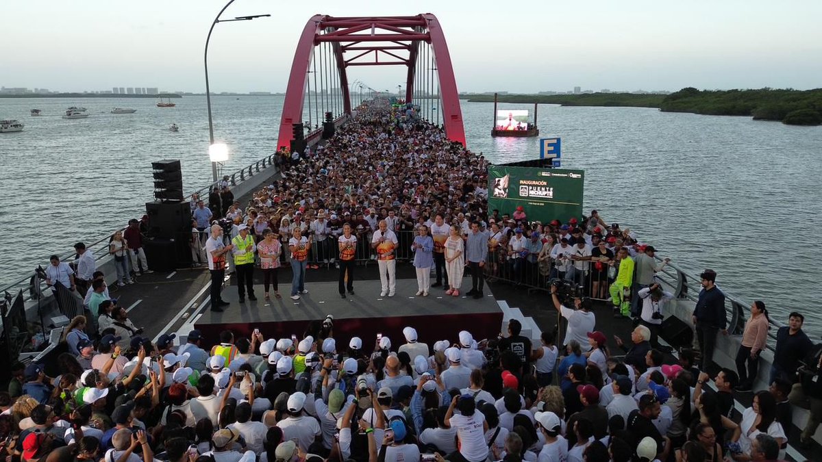 mauconde's tweet photo. Inaugura Claudia Sheinbaum Puente Nichupté https://t.co/GsX6Ogy6FX https://t.co/1Bxpio4W81