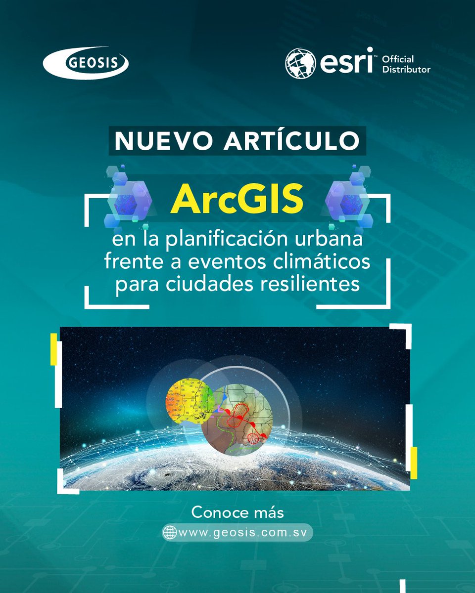 GEOSISSV's tweet image. Lluvias intensas, inundaciones, deslizamientos… ¿Está su ciudad preparada?

El uso de ArcGIS en la planificación urbana permite anticipar escenarios y reducir riesgos antes de que ocurran.

👉 Lea el artículo completo: geosis.com.sv/?p=2188

#ArcGIS #GIS #Geosis