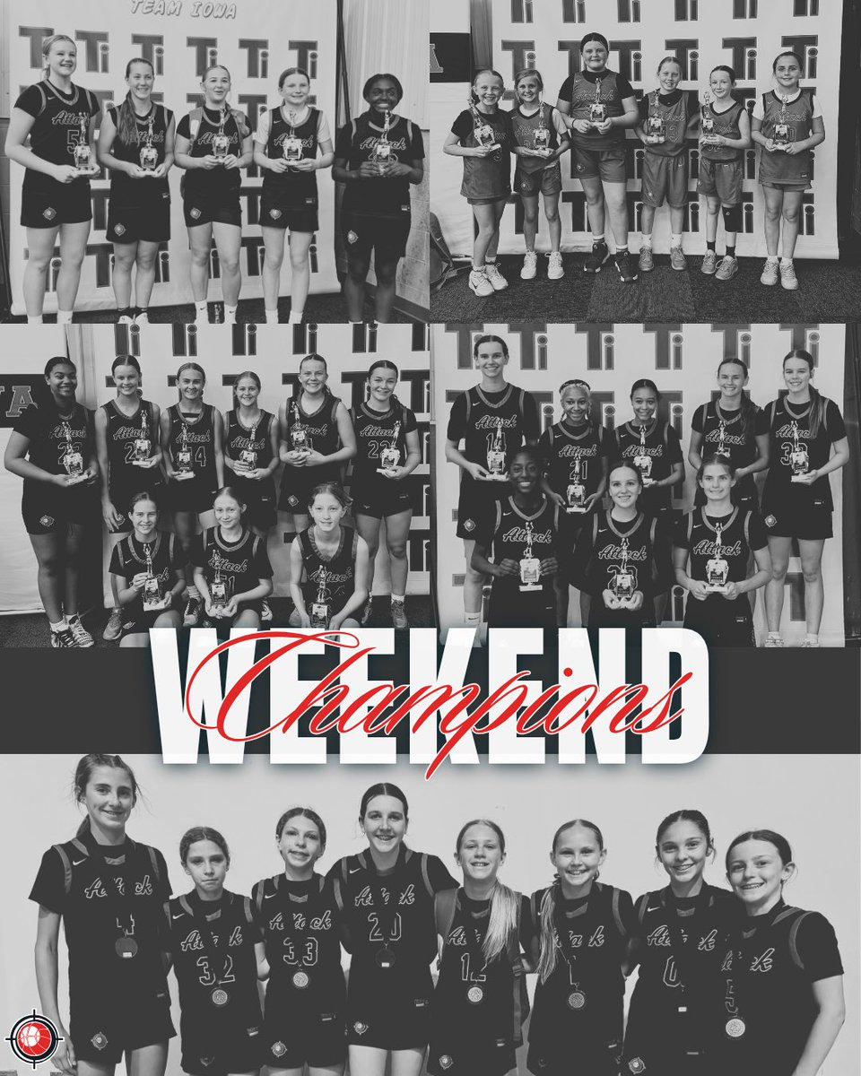 AllIowaAttack's tweet photo. 𝓦𝓔𝓔𝓚𝓔𝓝𝓓 𝓒𝓗𝓐𝓜𝓟𝓢 🏆
🏅HS East
🏅7th East Elite
🏅6th NIKE Red
🏅6th East
🏅4th East Black
🏅4th Central Black
🏅3rd Central 

#AttackFamily #ChampionshipCulture https://t.co/zV34moj1N9