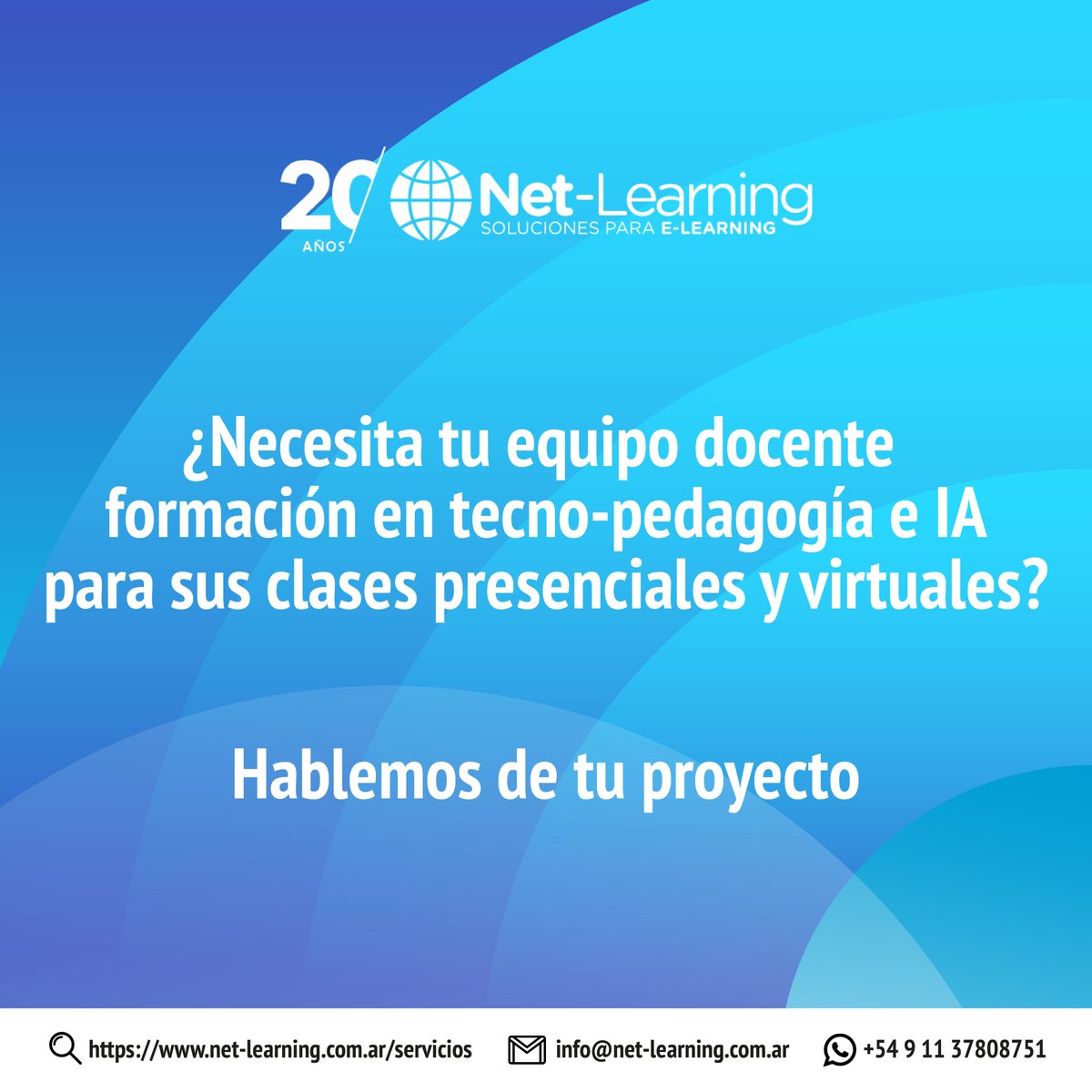 netlearning20's tweet image. En Net-Learning desarrollamos programas de formación para fortalecer las competencias digitales y pedagógicas de formadores y docentes.
Capacitación alineada a los desafíos actuales de la educación.
➡ net-learning.com.ar/servicios
Consultas al WhatsApp: +54911 3780 8751

#elearning