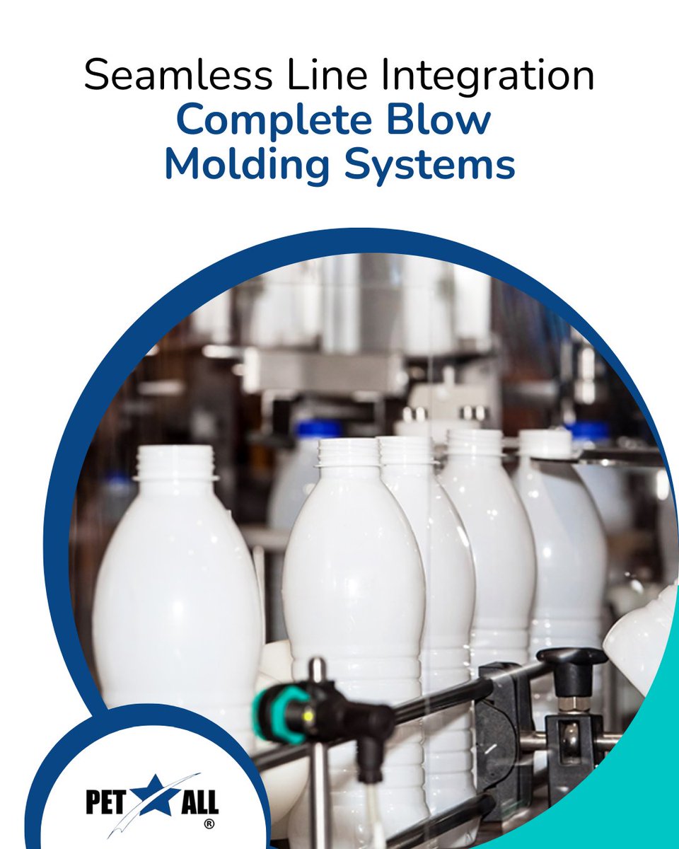 petallmfginc's tweet photo. Every production line is unique. Our extrusion blow molding machines integrate with leak testers and inspection systems for a seamless, efficient workflow. Discover how integration boosts output: https://t.co/elN9u4xdqd https://t.co/JSPDuXsdBT