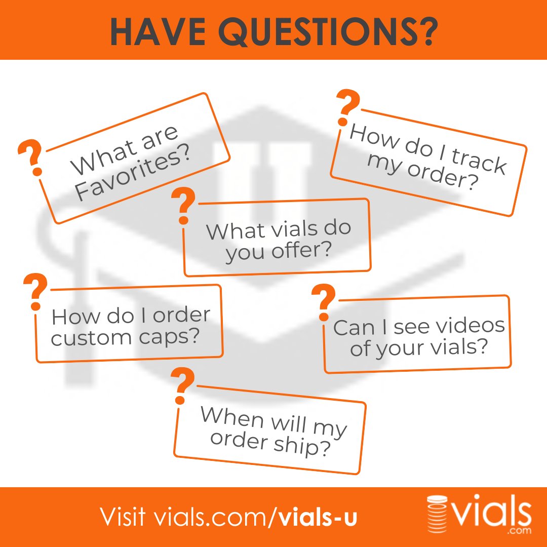 vials's tweet image. Get answers to questions, learn how-tos, watch product videos and more at Vials-U! 🎓 #FAQs, #Videos