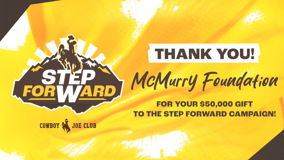 CowboyJoeClub's tweet photo. 🚨𝙀𝙇𝙀𝙑𝘼𝙏𝙄𝙉𝙂 the Future🚨

We are incredibly grateful to the McMurry Foundation for their meaningful support of the Step Forward Campaign and their commitment to advancing opportunities for Wyoming student-athletes!👏

#GoWyo https://t.co/zWvq5bPCsm