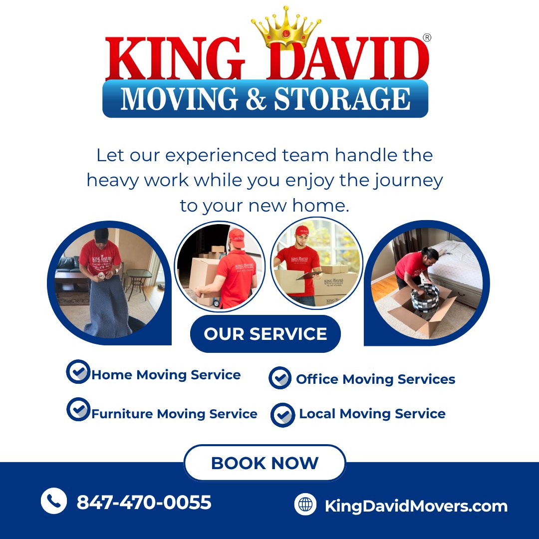 KingDavidMoving's tweet image. Moving to Chicago or Suburbs? Let the King David Moving team handle everything from packing to delivering them to your new home.
bit.ly/KD153
✔ Residential &amp;amp; Commercial Moves
✔ Packing &amp;amp; Unpacking Services
✅ Fully Licensed &amp;amp; Insured | 
  📞(847) 470-0055 
#Movers