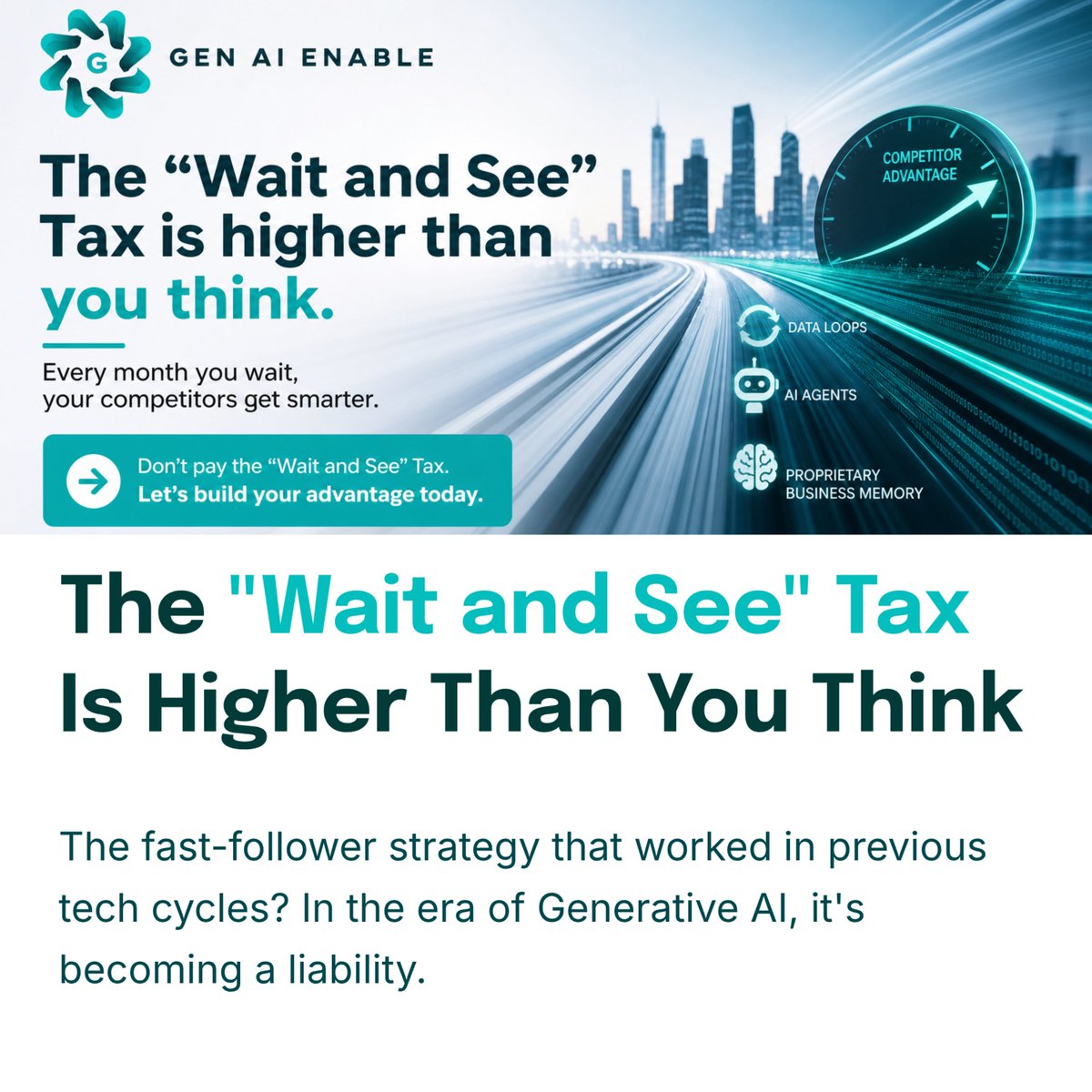 GenAIEnable's tweet photo. Get your AI roadmap moving!
#AIReturnOnInvestment #CompetitiveAdvantage #GenAIEnable #AIStrategy #BusinessGrowth #TechUrgency #InnovationROI #FutureOfEnterprise #DigitalTransformation #ExecutiveStrategy https://t.co/7MxXjlWqwy