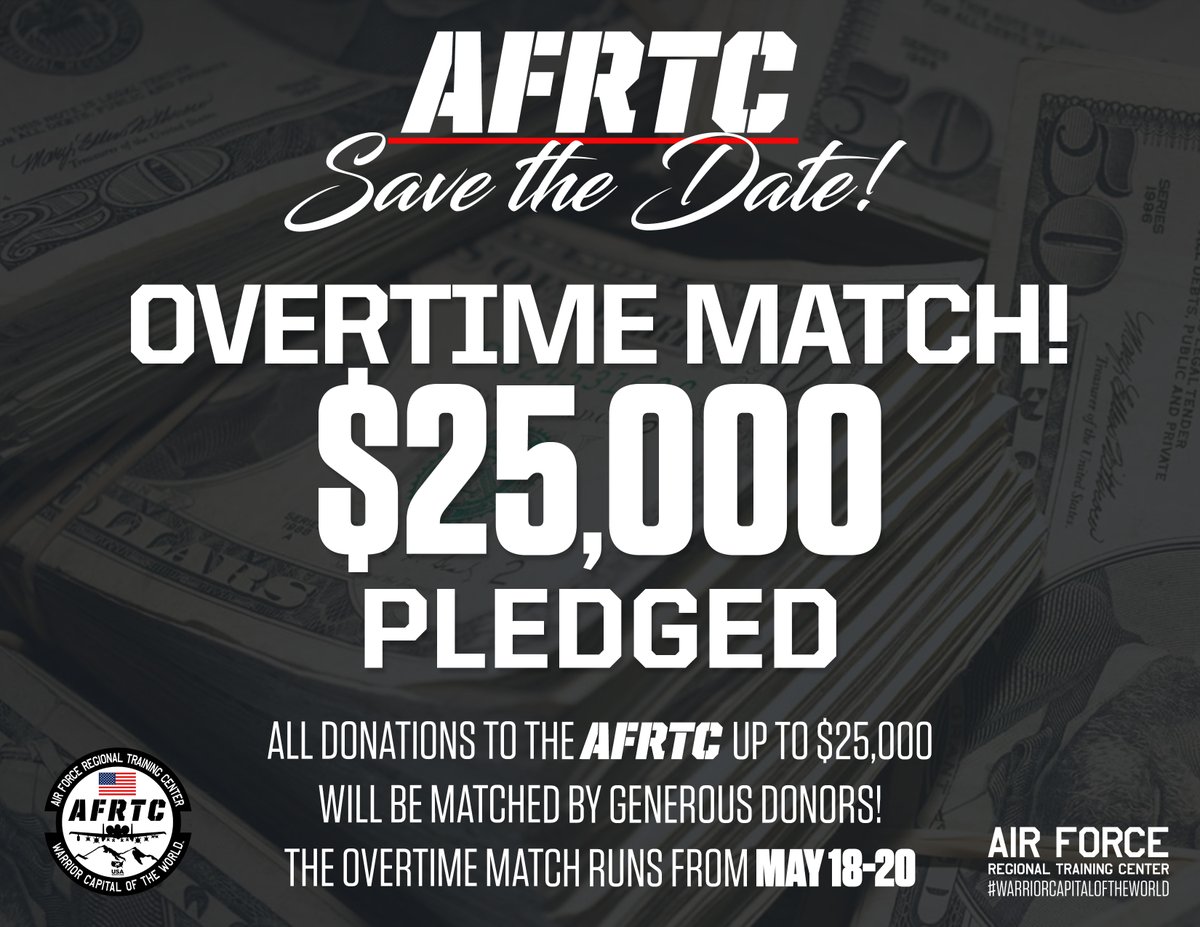 AirForceRTC's tweet photo. We're just two weeks out from our Overtime Match, where all donations to the AFRTC up to $25k will be matched. Don't miss this opportunity to double your impact on our athletes as we approach our goal! https://t.co/Y20RPMrXf1